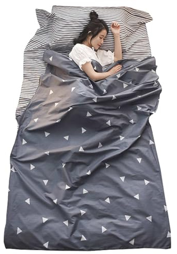 Azarxis stugsovsäck bomull ultralätt resesovsäck liten förpackningsstorlek – sommar sovsäck innersovsäck (grå, L – 180 × 230 cm)