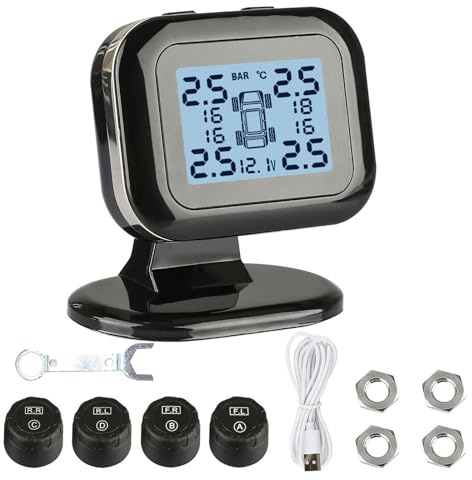 Car Tire Pressure Warning Digital TMPS LCD Display Auto Security Alarm Tire Pressure Sensor Sensor Replacement Caps-gm Reset Tool Programmer Motorcycle Monitor Solar