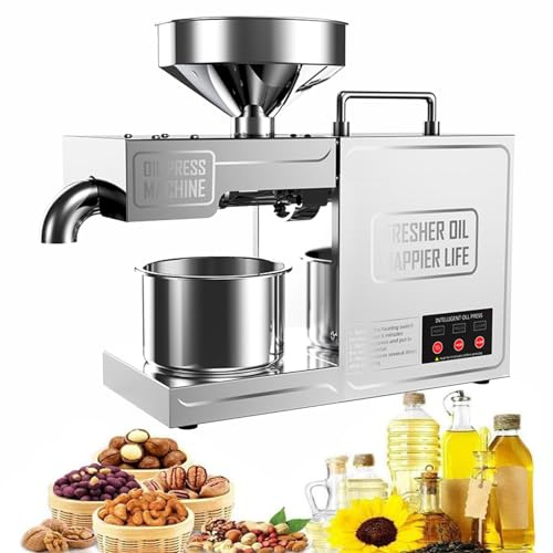 Stainless Steel Oil Press Machine, 820W High Efficiency for Cold & Hot Oil Extraction, Ideal for Commercial & Home Kitchen Use