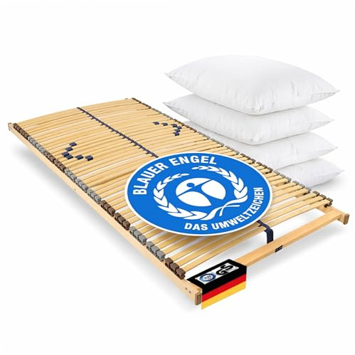 BeCo Blue Royal NV Lattenrost 90 x 200 cm - 7 Zonen 42 Federleisten | starrer Lattenrost bis 130 kg - montiert geliefert & nicht verstellbar - Blauer Engel Zertifiziert - Made in Germany