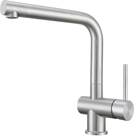 Kitchen Mixer Tap Stainless Steel Monobloc Kitchen Sink Tap 1 Hole Square Swivel Spout Rotatable Nozzle Kitchen Tap Single Handle for Hot & Cold Water