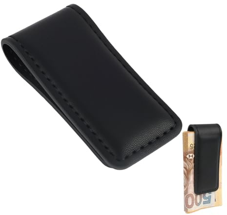 CeoxThao Slim Magnetic Money Clip Leather Credit Card Holder, Wallet Money Clip, Vegan Leather Business Card Organizer, Strong Magnet Securely Holds Multiple Folded Bank Notes and Cards for Daily Use