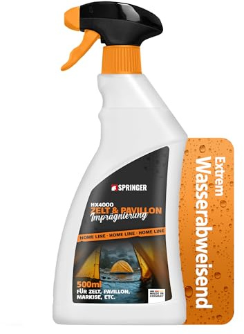 SPRINGER HX4000 - - Outdoor Imprägnierung 500 ml - - Made in Germany - - Imprägnierspray für Zelt, Pavillon, Markise, etc. - - Hält Textilien wasserdicht - - Atmungsaktiver Langzeitschutz