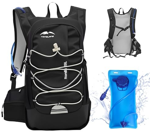 Turmegtt 20L Unisex Running Rucksack with 2L Hydration Bladder, Lightweight Hydration Backpack for Running Cycling Biking Climbing, Multi-Pocket Water Backpack for Men & Women