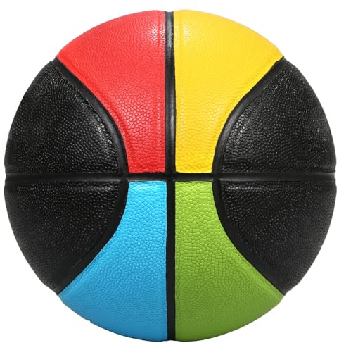 Alomejor Ballon de Basket-Ball coloré de Haute qualité, Résistant au Jeu avec Aiguille à Gaz et Sac en Filet Inclus pour Les Niveaux de Compétence (7)
