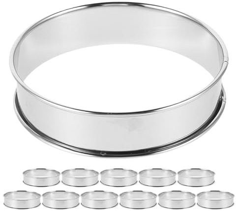 TOYANDONA Moldes para Muffins Ingleses de Acero Inoxidable 12 Piezas Anillos Redondos Antiadherentes de 85 CM Borde Doble para Hornear Galletas Tartas y Postres Caseros