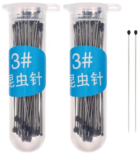 Générique Lot de 200 Aiguilles à Spécimen en Acier Inoxydable 2 Flacons Tailles Variées Épingles D’Entomologie pour Collecte et Fixation D’Insectes Conservation Longue Durée Usage
