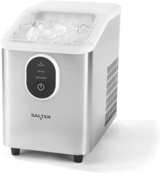 Salter Machine à glaçons de comptoir, 8 glaçons en 8,5 min | Réservoir d’eau rechargeable 800 ml, sans raccordement, finition inox, format compact, pelle à glaçons incluse, 120 W