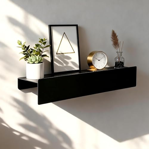 DIYCUT Schlüsselbrett Modern mit Ablage, Schwarz Schlüsselablage Wand | Minimalistisches Schlüsselaufhänger mit 8 Haken, Einfach zu Montieren, für Flur, Schlafzimmer und Wohnzimmer