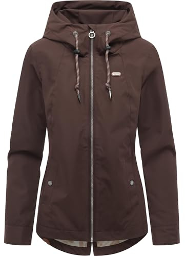 Ragwear dam vattentät lätt övergångsjacka kort jacka med huva Monadde XS-3XL, Mörk choco, XS