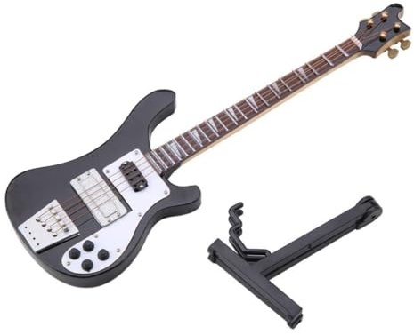 YGBWAOV Basso In Miniatura, Basso In Miniatura, Chitarra In Miniatura con Supporto e, Modello di Strumento, Ornamenti per Libreria, Scrivania