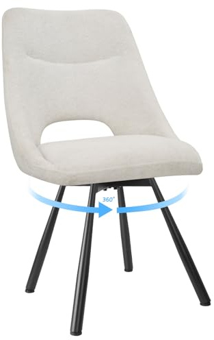 LEWE Esszimmerstühle drehbar 1er Set, 360° Drehstuhl, Kaschmir-Stoff | Ergonomischer Polsterstuhl mit Durchbrochene Rückenlehne, Breitere Sitzfläche, Armlos, für Esszimmer Wohnzimmer Schlafzimmer