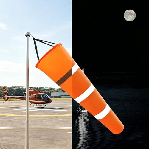 Manga de Viento Manga de Viento Giratoria y Mástil de Acero Inoxidable, Indicadores de Dirección del Viento para Aviones en Tierra, Veleta de Alta Visibilidad para Veleros(80 cm (31.5))