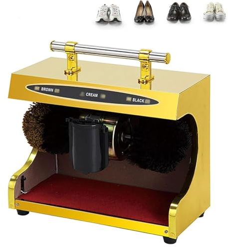 Automatic Shoe Polishing Machine, Electric Shoe Shiner with Handle, Commercial Shoe Polisher for Hotel Lobby, Household Shoe Cleaner