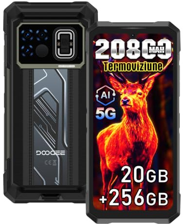Fire 6 Max 5G Thermique Téléphone Portable 20800mAh 20Go+256Go (Noir) | Caméra thermique (-15°C à 550°C). Double lampe LED (5 modes). Appareil 50MP + nuit 20MP. Pour professionnels et aventuriers.