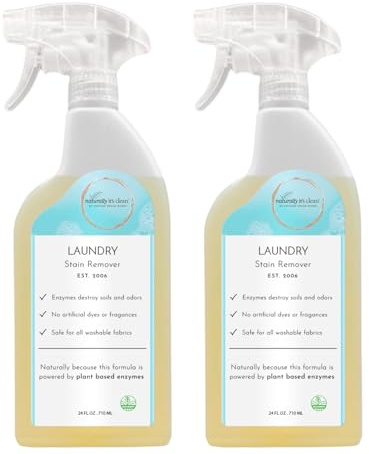 naturally It's clean Enzymatic Laundry Stain Remover Spray RTU 24 oz Bottles x 2 Pack
