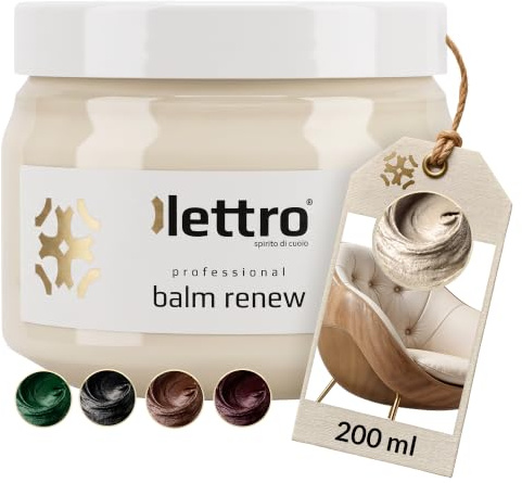Lederpflege Balsam für Ledersofa, Ledercouch, Autositze, Lederjacke & Schuhe - Lettro Balm Renew zur Farbauffrischung von Glattleder, 200 ml (Transparent/Neutral)