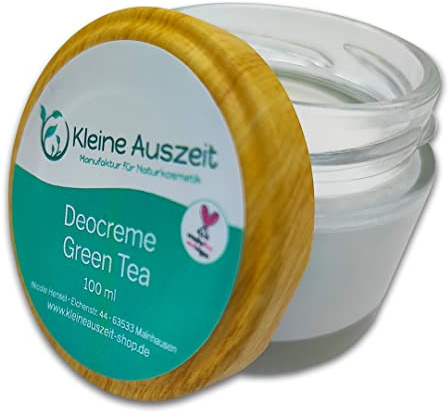 Kleine Auszeit Manufaktur, Deocreme Green Tea, hochwirksam ohne Aluminiumsalze oder Alkohol, vegan, palmölfrei und plastikfrei, 100 ml