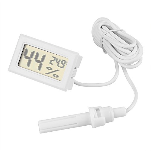 Diyeeni Thermomètre et Hygromètre à Sonde Externe, écran LCD pour Réfrigérateur, Congélateur, Cuisine - Blanc