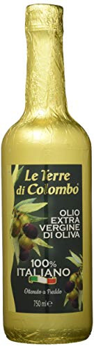 Le Terre di Colombo – Bouteille d'Huile d'Olive Extra-Vierge 100 % Italienne - Emballage doré - 0.75 L