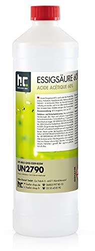 Höfer Chemie 1 L Essigsäure 60% - optimaler Reiniger und Entkalker - Premium Qualität Made in Germany