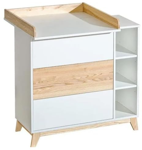 ATB Wickelkommode - Wickeltisch 102,5 x 102 x 76,5cm - Babyzimmer Komplettset - Funktional Möbel für Kinderzimmer - Bequemer Baby Wickeltisch mit Schubladen - Baby Changing Table - Weiße