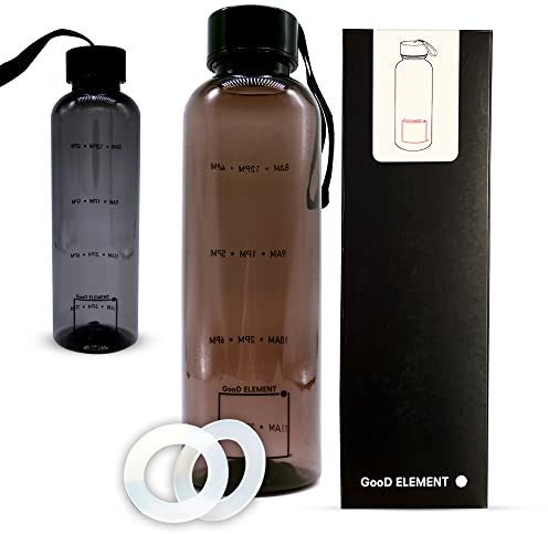 GooD ELEMENT, trinkflasche mit uhrzeit, trinkflasche 0 5 liter, trinkflasche 500ml auslaufsicher, trinkflasche erwachsene, bpa frei, trinkflasche Schule