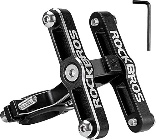 ROCKBROS Universal Flaschenhalter Adapter Aluminum Einstellbar Fahrrad Ersatz Flasche Halterung mit 2 Halterung Wasserflasche für Fahrrad Motorrad Kinderwagen Schwarz