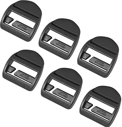 LUORNG Lot de 6 boucles à dégagement rapide en plastique de 20 mm - Kit de réparation de boucles en plastique - Aucune couture nécessaire - Pour sac à dos, noir, 45x27MM
