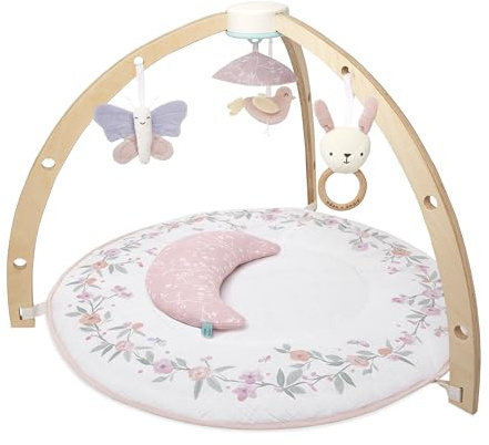 Aden + Anais Baby Spielmatte - Ma Fleur | Waschbar aus Holz & 100% Musselin Baumwolle, Plüsch Bauchzeit & Entwicklungskissen - 3 Kuscheltieren | Activity Bodenkissen für Babys | Newborn Essentials
