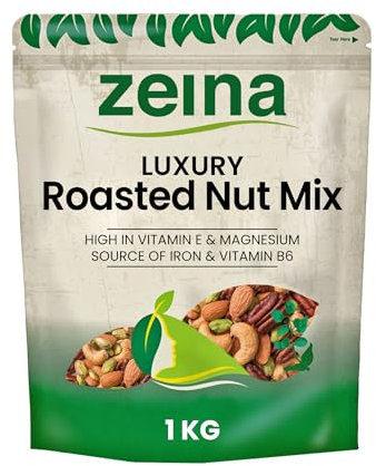Zeina Premium Quality Roasted Mixed Nuts for Healthy Snacks (1Kg) - High Nutrition Protein Snack with A Blend of Roasted Cashew Nuts, Almonds, Pistachio Kernels and Pecans