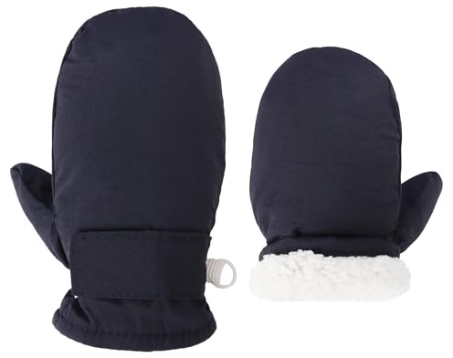 Fynnsure Toddler Mittens Baby Waterproof Snow Gloves Kids Ski Snow Gloves Cold Weather Mittens for Boys Girls Solid Navy 2-4 Years