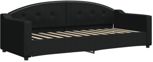 vidaXL Tagesbett, Gästebett 2-in-1, Sofabett Schlafsofa für Schlafzimmer Wohnzimmer, Bettsofa Sofa, Modernes Design, Schwarz 80x200cm Stoff