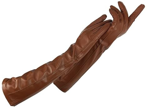 Yeuyyben Damen-Lederhandschuhe Winter Warm Kaschmirfutter Damenhandschuhe Lange Handschuhe Ellenbogen-Arm-Ärmel