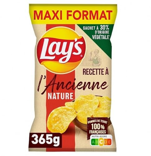LAY'S – Receta de patatas fritas según la antigua naturaleza Maxi Formato 365 g – Cuatro artículos
