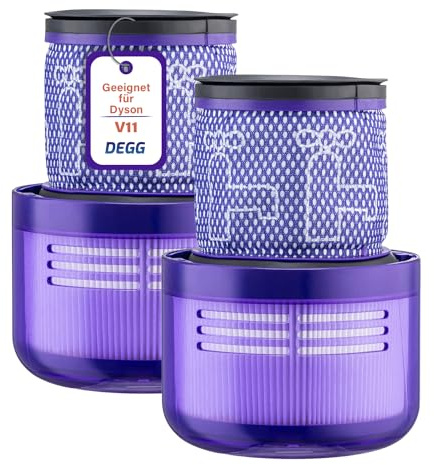 DEGG Hepa-filter – kompatibel med Dyson V11 och V15 – tvättbart dammsugarfilter – ersättningsfilter – perfekt passform – dammsugartillbehör – premiumkvalitet – 2 st