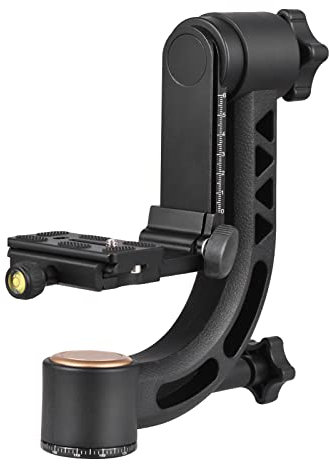 Jemora Heavy Duty 360° Panoramic Gimbal Tripod Head Aluminum Alloy 15kg/33lbs Load Capacity with 1/4 Inch Screw Quick Release Plate Bubble Level for DSLR Cameras