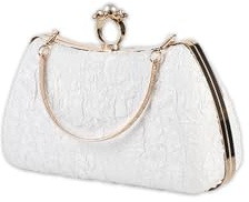 CORIOS Borsetta da Sera da Donna Clutch con Perle Pochette Piccolo con Catena Borsa Scintillante Lusso Borsa a Spalla Borsa Sposa Elegante Borsa a Tracolla per Festa Cocktail Party Bianco