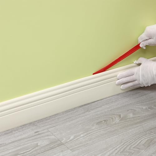 FRZXBKW PVC Skirting Board Trim Self-Adhesive, 5/10M Flexible Skirting Boards Covers, 98MM/125MM Width Peel and Stick Rubber Wall Base Moulding Trim,Wall Baseboard Molding Trim