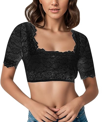 GFPGNDFHG blusen Fuer Oktoberfest Dirndl Damen schwarz trachtenhut Herren hochgeschlossen Bluse weiße Kurzarm Spitzenbluse weiß Dirndlbluse