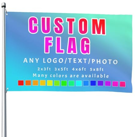 Drapeau Bannière Personnalisé 4x6ft, Bannières de Drapeaux Personnalisées pour la Décoration de Jardin Extérieur - Faites Votre Propre Drapeau, Ajoutez Votre Propre Logo/Image/Texte