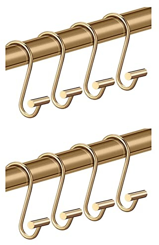 ISTOVO 24X Dusche Vorhang Haken Ringe, Dekorative Dusche Vorhang Ringe Aus Messing für Badezimmer Dusche Stange, Dusche Haken Aufhänger T-Förmig