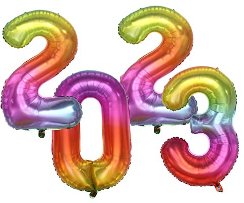 Cabilock 2 Sätze 2023 Aluminiumfolienballon Zahlenballons wand polsterung ballon Zahlballon 2023 Luftballons Babyballons weihnachtsdeko Folienballon für Silvesterparty Partyballon