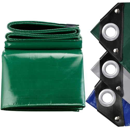 LDQBF Telo telone in,3.5x4m 520g/m² pvc telone per Esterno in Rinforzato con Occhielli Copertura Impermeabile ​Telo di Protezione Pesante Antipioggia Copertura da Esterno verde