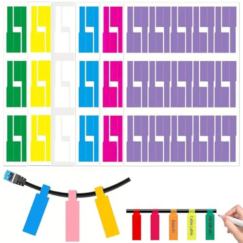 CPJJ 180 Stück Kabelbeschriftung Aufkleber Set kabelbeschriftung kabel beschriftung kabeletiketten kabelbeschriftung clip kabel etiketten- 6 Farben kabel etiketten für Kabeletikettierung