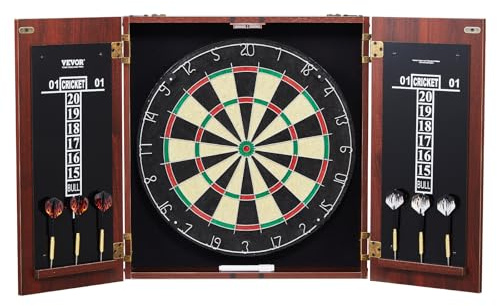 VEVOR Dartboard- und Schrankset Dartboard-Schrank in offizieller Größe, Dartscheibe 45 x 3,8 cm versteckbarer Dartschrank mit Stahlspitzen, komplett mit sämtlichem Zubehör, für Cricket-Spiele