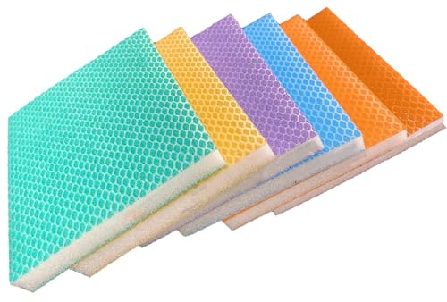 6 Paires Éponge à Poncer 150 180 240 320 400, Éponge à Poncer Fin, Papier a Poncer, Eponge Reutilisable Lavable, Bloc d'Éponges De Ponçage, pour Cloisons Sèches en Mousse De Mur en Bois Et Métal