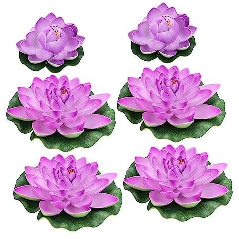 COLLBATH 6 Stücke Pack Schwimmende Künstliche Blumen Lebensechte Decor Lilie Dekoration
