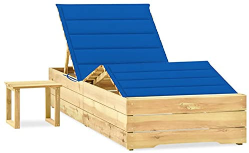 Xichuzi Garten-Sonnenliege mit Tisch und Auflage Kiefer Imprägniert, Gartenliege, Liegestuhl, Sonnenstuhl, Sonneninsel Outdoor, Liegen, Gartenmöbel, Bäderliege, Relaxliege - 3065964