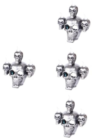 Zerodeko 4 Sätze Halloween-Partylampen Halloween Halloween schädel Halloween kostün totenköpfe Halloween Lichter LED Kerzenlampe Ornament Halloween-Lampendekor Plastik Silver